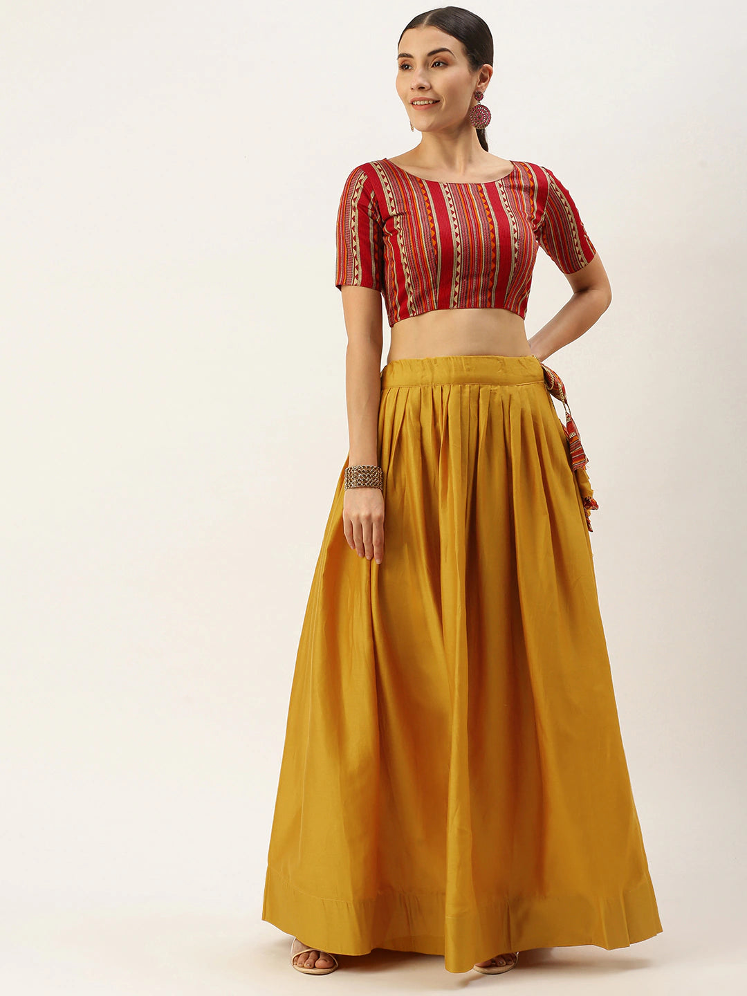 Mustard and multicoloured printed lehenga choli ClothsVilla