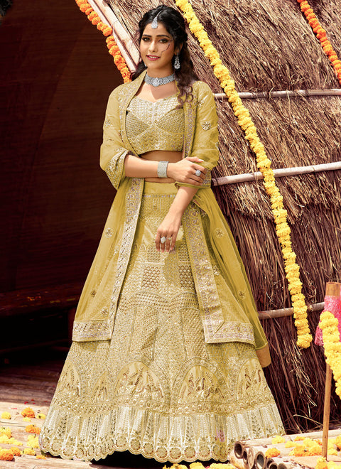Mustard Lehenga Choli For Sangeet Clothsvilla Main image