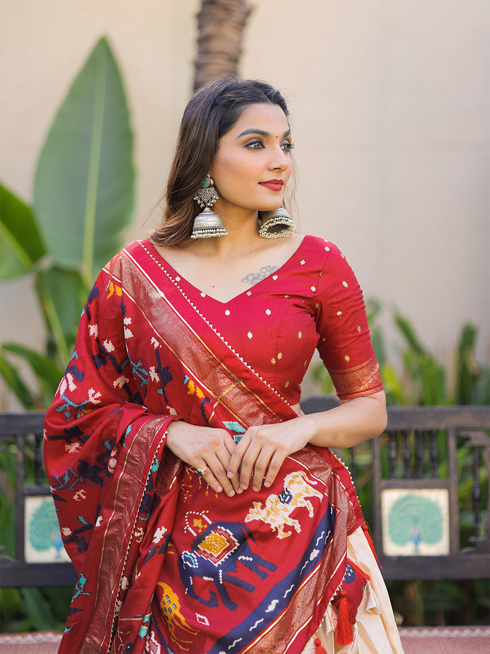 Maroon Color Printed With Foil Work Dola Silk Lehenga Choli ClothsVilla.com