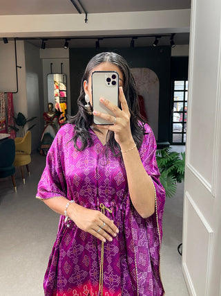 Purple Color Patola Printed Gaji Silk Kaftan ClothsVilla.com