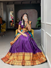Load image into Gallery viewer, Purple Color Zari Weaving Work Narayan Pet Cotton Hyderabadi Lehenga Choli Clothsvilla