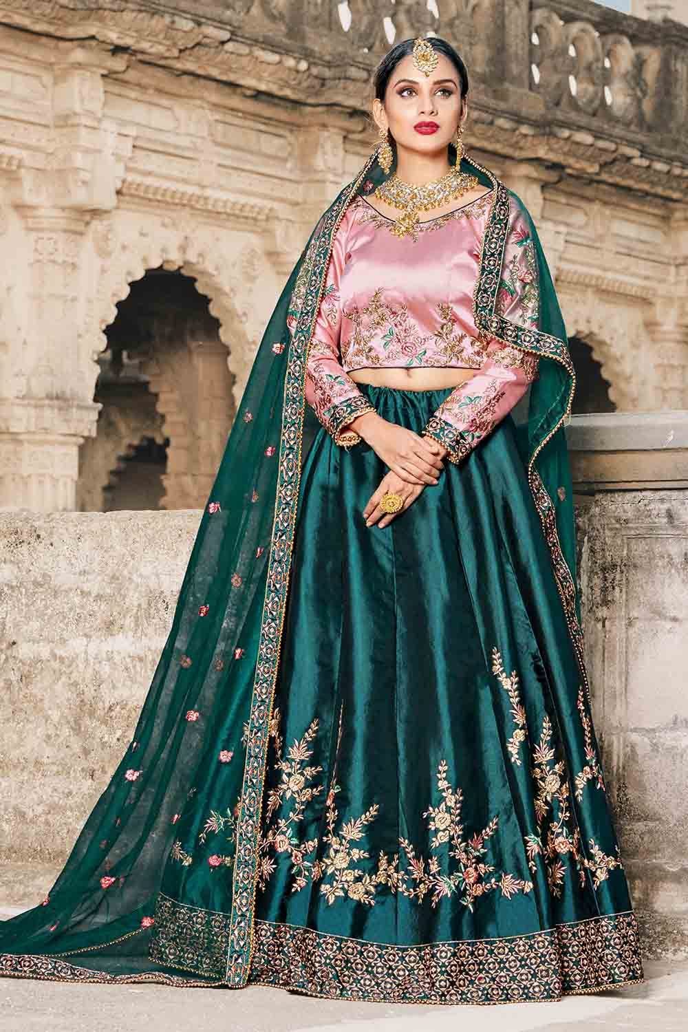 Dark Viridian Green Designer Lehenga Choli Clothsvilla Main image