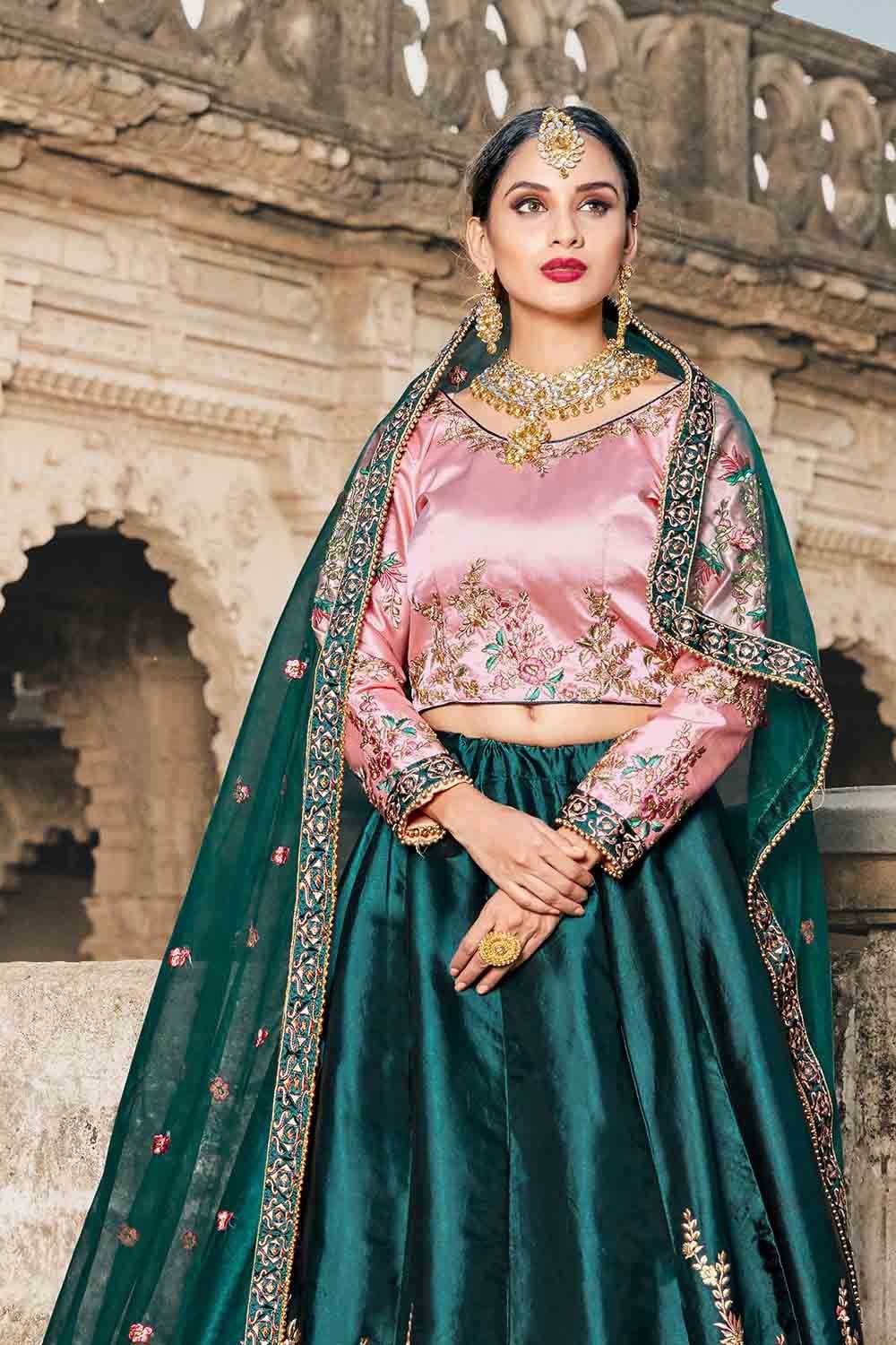 Dark Viridian Green Designer Lehenga Choli Secondary image