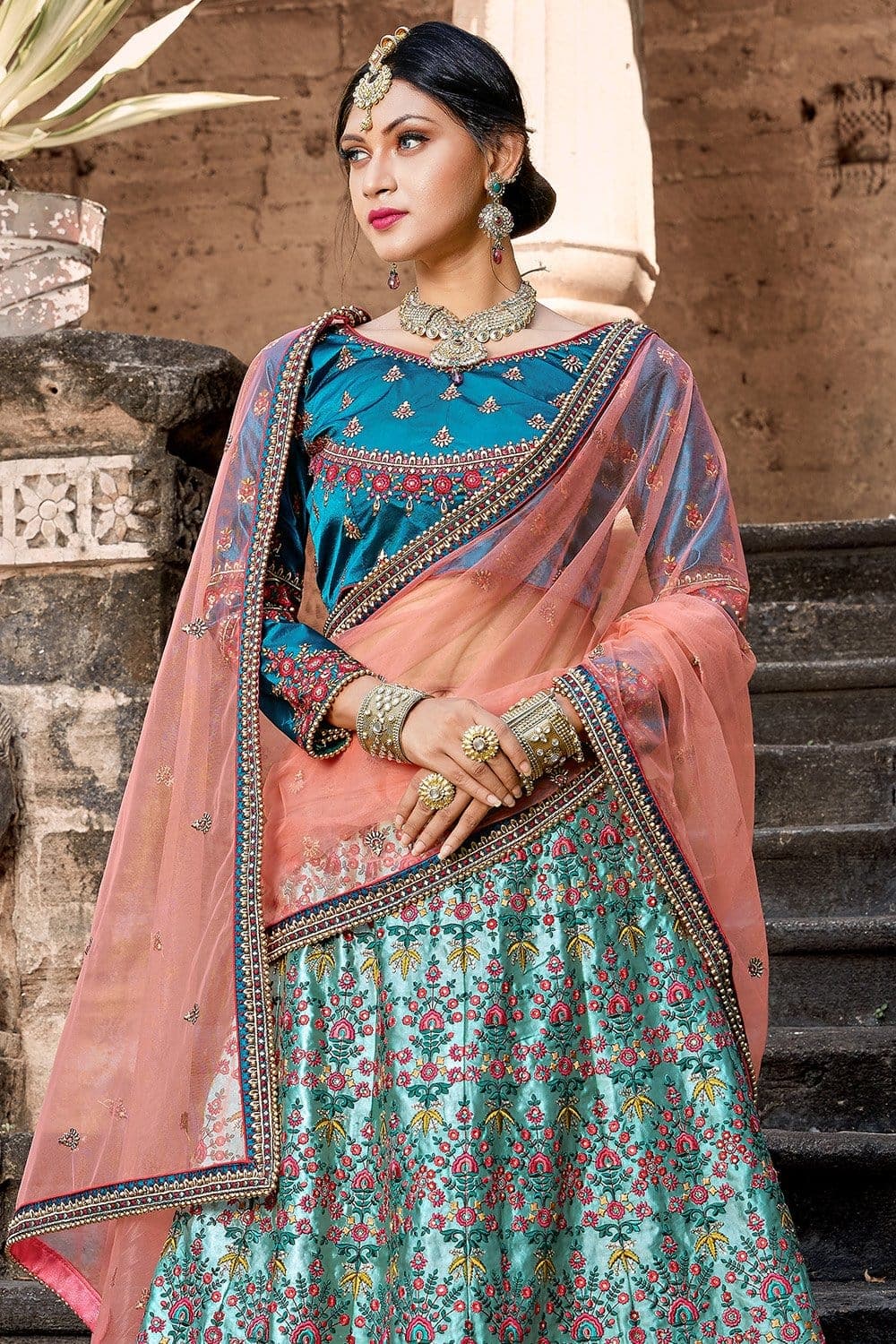 Maya Blue Designer Lehenga Choli Clothsvilla