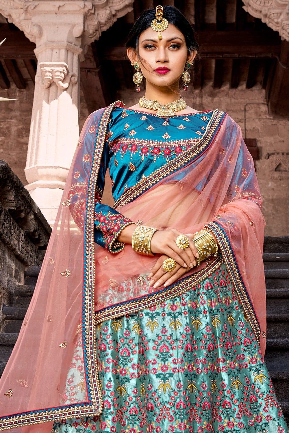 Maya Blue Designer Lehenga Choli Secondary image