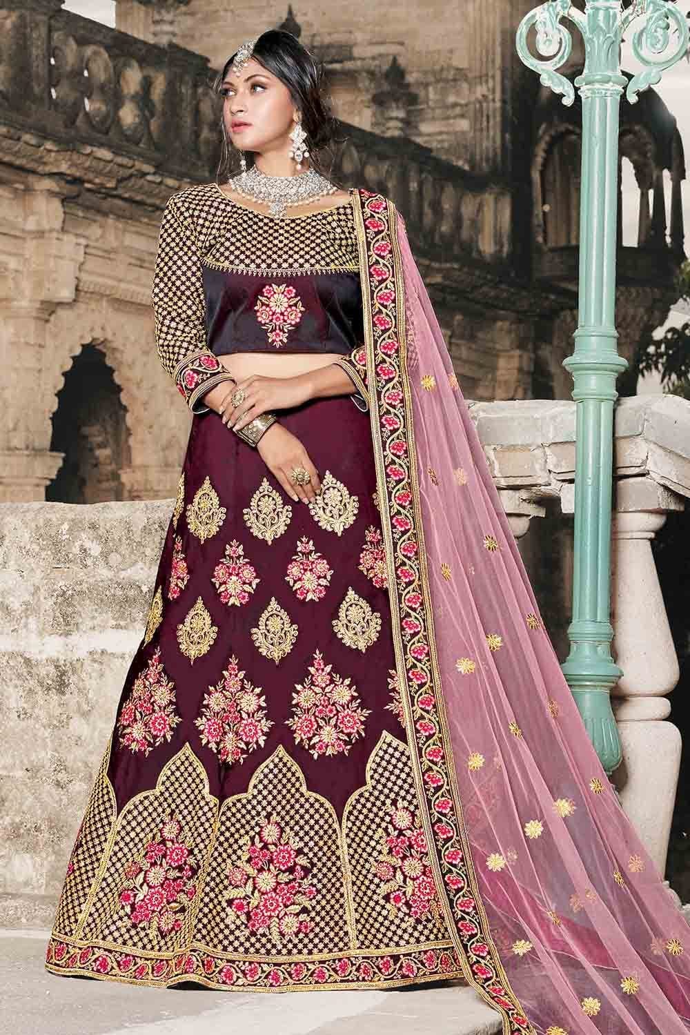 Wine Maroon Designer Lehehnga Clothsvilla