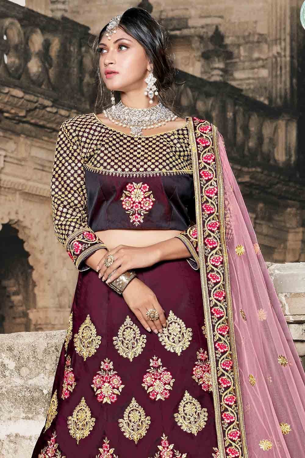 Wine Maroon Designer Lehehnga Clothsvilla