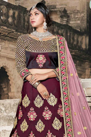 Wine Maroon Designer Lehehnga Clothsvilla