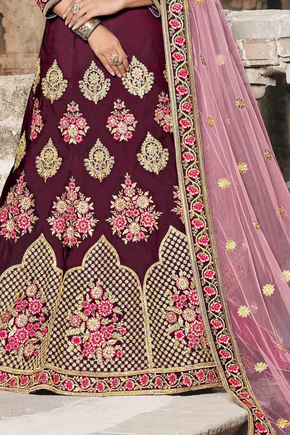 Wine Maroon Designer Lehehnga Clothsvilla