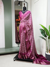 Load image into Gallery viewer, Purple Color Printed With Zari Border Dola Silk Saree Clothsvilla