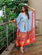 Load image into Gallery viewer, White Color Digital bandhej Printed Pure Gaji Silk Kaftan Clothsvilla