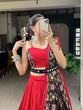 Load image into Gallery viewer, Red Color Patola Print With Paper Mirror Work Ghaghra Choli ClothsVilla