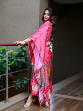 Load image into Gallery viewer, Pink Color Digital Print Pure Gaji Silk Kaftan Clothsvilla