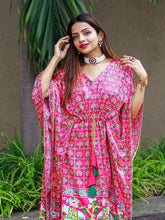 Load image into Gallery viewer, Pink Color Bandhej Digital Print Pure Gaji Silk Kaftan Clothsvilla