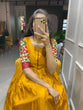 Load image into Gallery viewer, Yellow Color Foil Printed Dola Silk Gown Clothsvilla