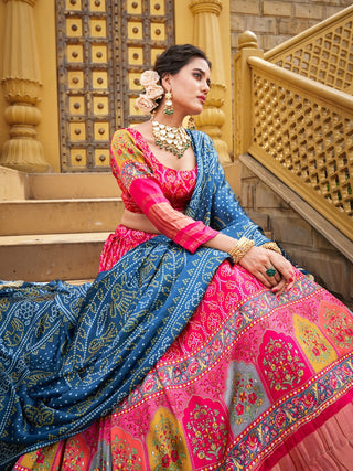 Pink Color Digital Printed gaji Silk Lehenga Clothsvilla
