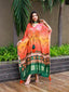 Multi Color Bandhej Digital Print Pure Gaji Silk Kaftan Clothsvilla
