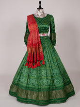 Load image into Gallery viewer, Green Color Pure Gaji Silk Navratri Ghaghra Choli Clothsvilla