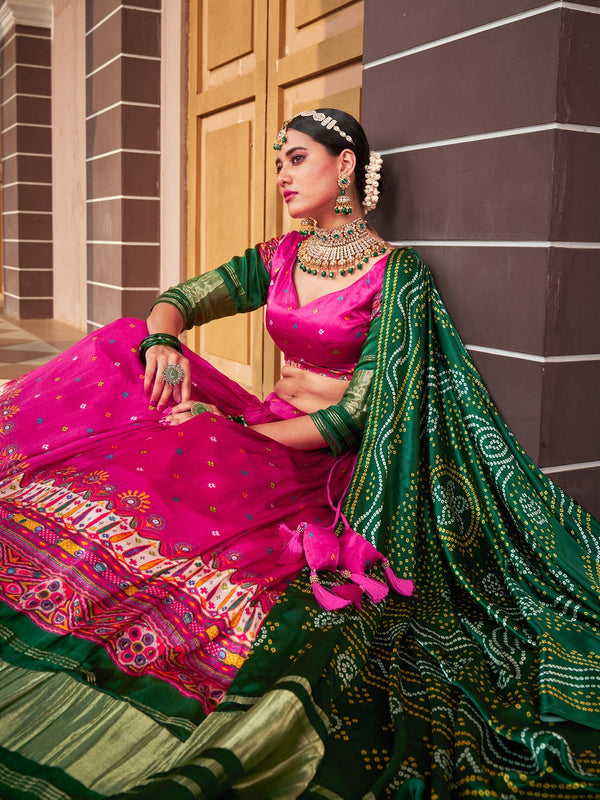 Pink Color Digital Printed Pure Gaji Silk Lehenga Choli Clothsvilla