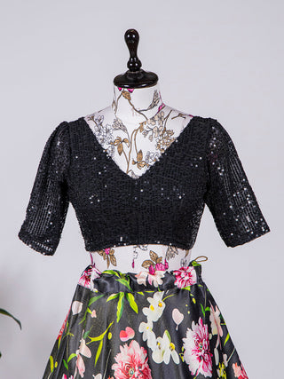 Multi Color Printed Digital Satin Silk Lehenga Choli Clothsvilla