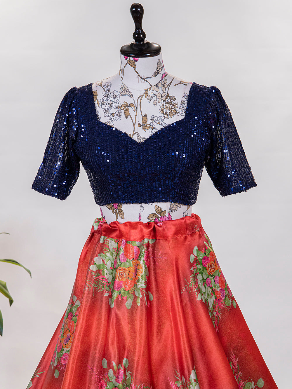 Red Color Printed Digital Satin Silk Lehenga Choli Clothsvilla