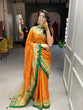 Load image into Gallery viewer, Orange Color Foil Printed And Stone Work Dola Silk Saree Clothsvilla