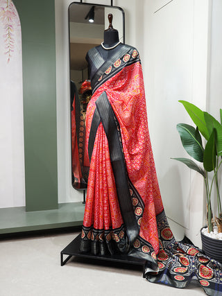 Multi Color Printed With Zari Border Dola Silk Latest Wedding Collection Saree Clothsvilla