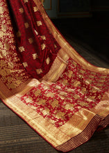 Load image into Gallery viewer, Maroon Red and Golden Banarasi Silk Saree Clothsvilla