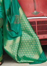 Load image into Gallery viewer, Green Silk Saree with Heavy Zari work Golden Pallu Clothsvilla