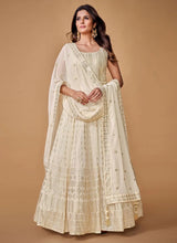 Load image into Gallery viewer, Elegant White Georgette Readymade Indian Sequin Gown Clothsvilla