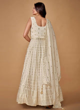 Load image into Gallery viewer, Elegant White Georgette Readymade Indian Sequin Gown Clothsvilla