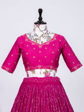 Load image into Gallery viewer, Rani Pink Color Sequins and Thread Embroidery Work Georgette Lehenga Choli Clothsvilla