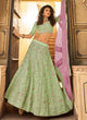 Load image into Gallery viewer, Enchanting Pista Green Sequins and Stone Work Party Wear Lehenga Clothsvilla