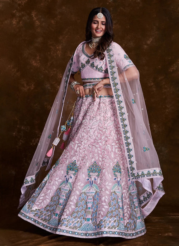 Enchanting Rose Pink Net Trendy Lehenga Choli Clothsvilla