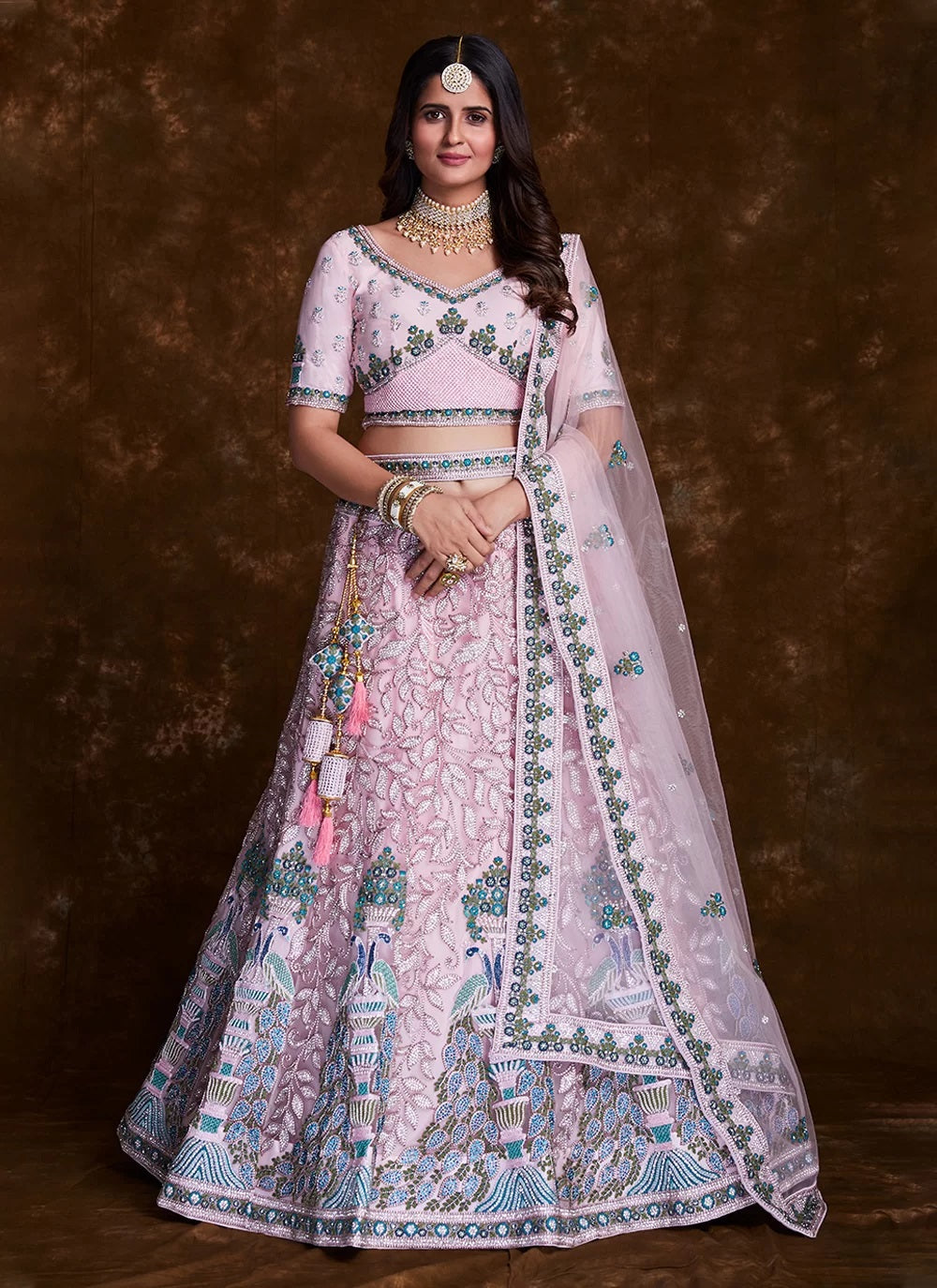 Enchanting Rose Pink Net Trendy Lehenga Choli Clothsvilla