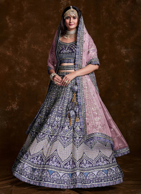 Enchanting Violet Art Silk Lehenga Set with Thread, Zari, Sequins Detailing Clothsvilla Main image