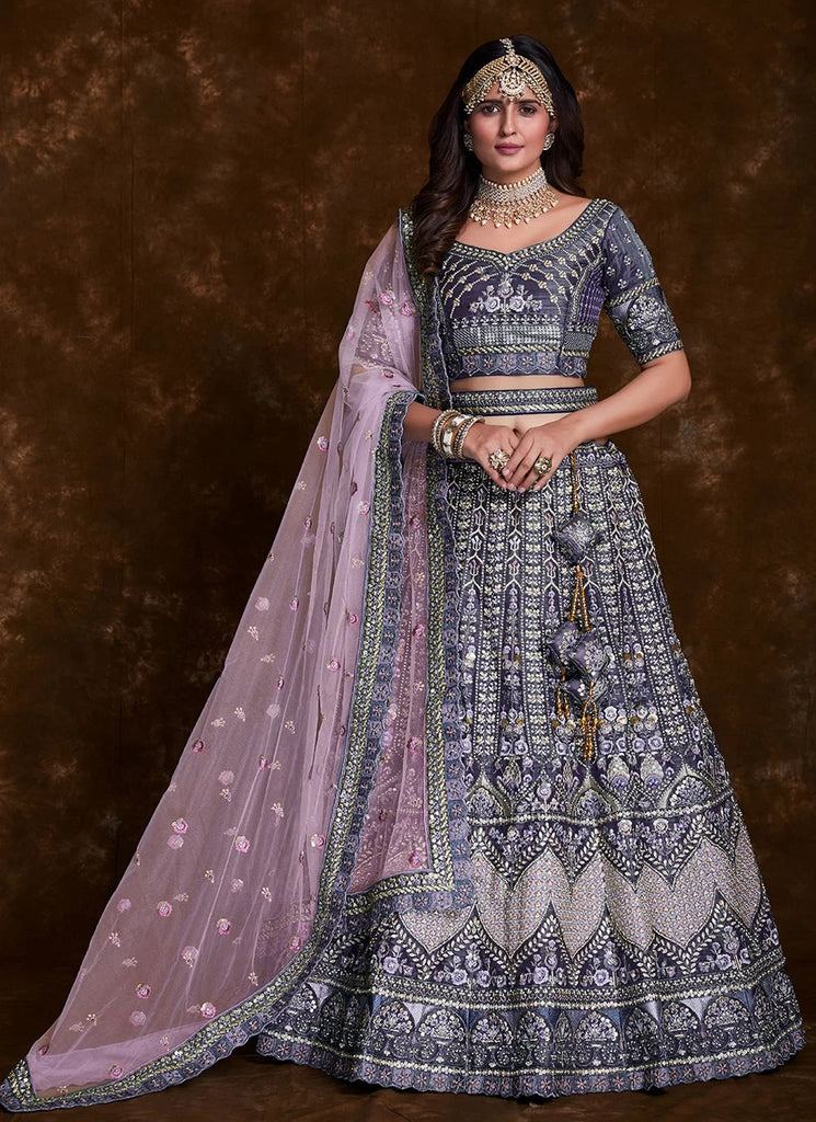 Enchanting Violet Art Silk Lehenga Set with Thread, Zari, Sequins Detailing Clothsvilla