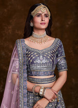 Load image into Gallery viewer, Enchanting Violet Art Silk Lehenga Set with Thread, Zari, Sequins Detailing Clothsvilla