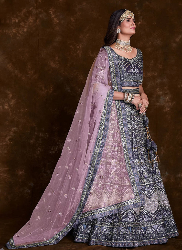 Enchanting Violet Art Silk Lehenga Set with Thread, Zari, Sequins Detailing Clothsvilla