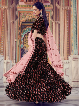 Enthralling Black Partywear Lehenga Choli Clothsvilla