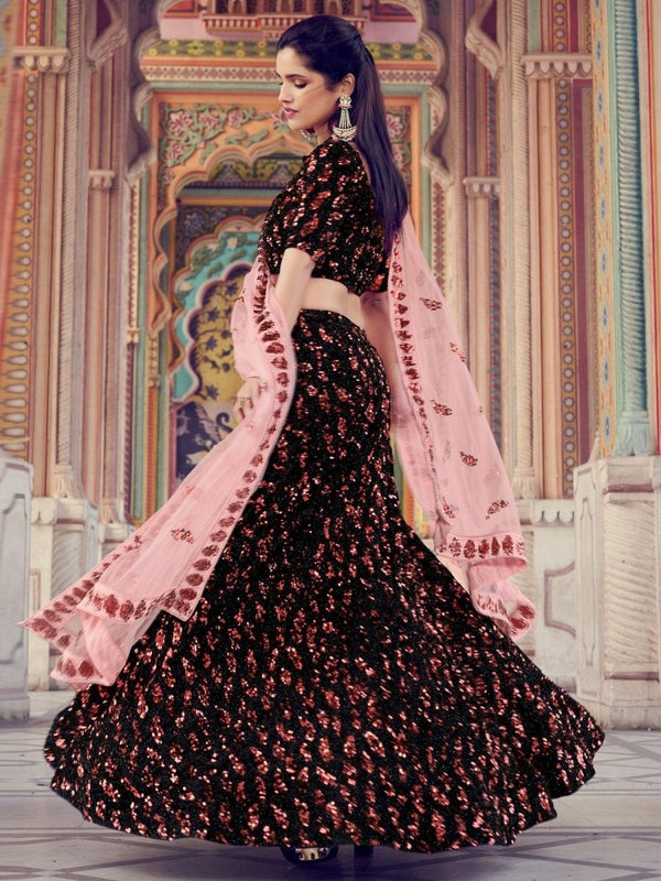 Enthralling Black Partywear Lehenga Choli Clothsvilla