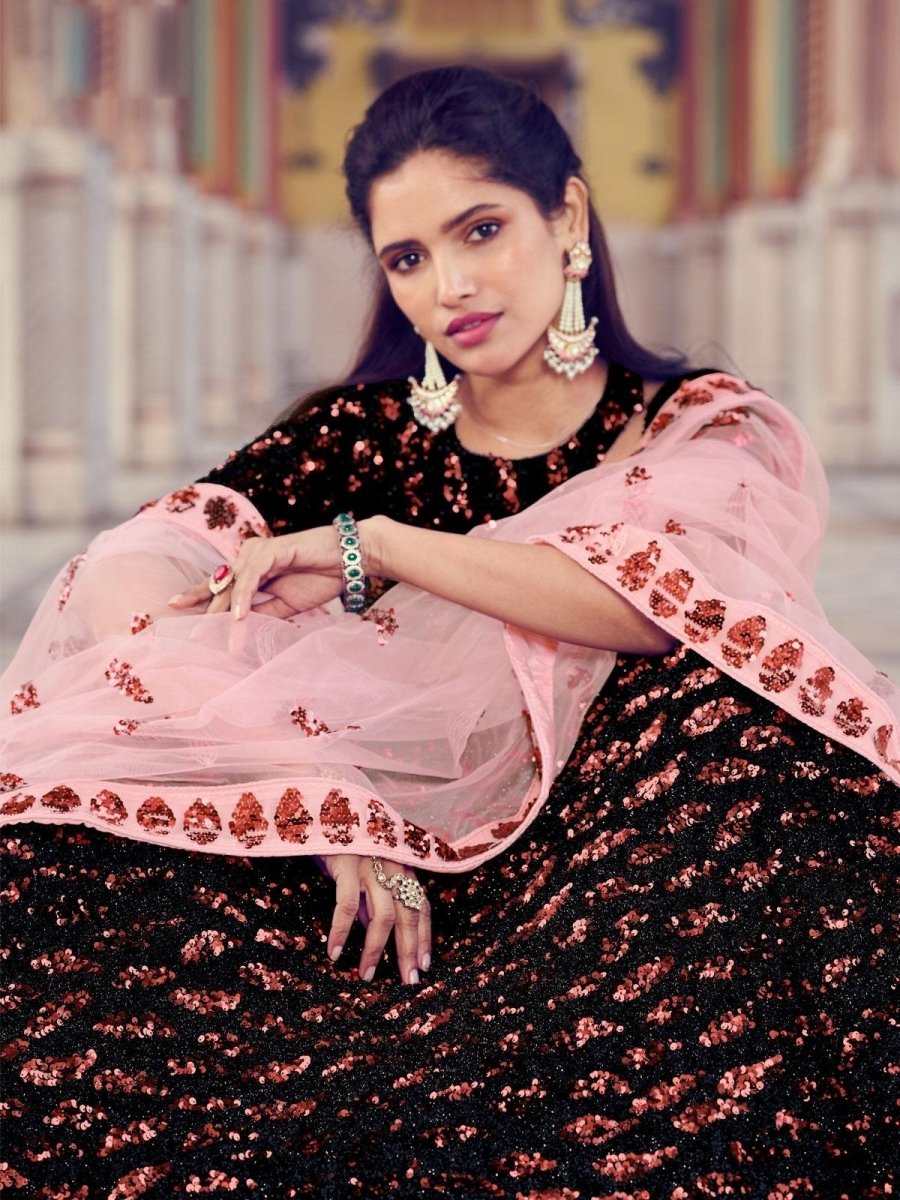 Enthralling Black Partywear Lehenga Choli Clothsvilla