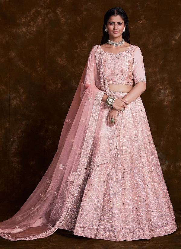 Ethereal Organza Rose Pink Lehenga Choli Clothsvilla
