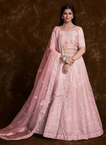 Ethereal Organza Rose Pink Lehenga Choli Clothsvilla