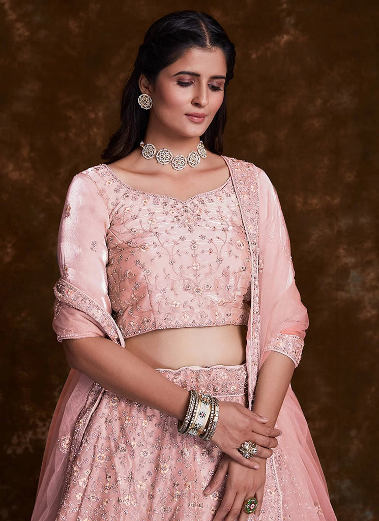 Ethereal Organza Rose Pink Lehenga Choli Clothsvilla