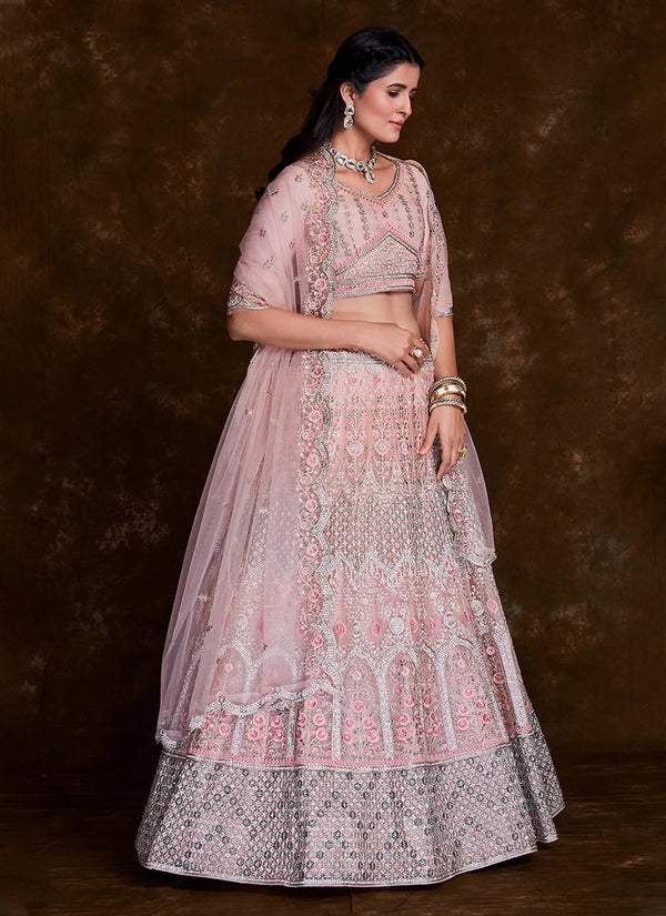 Exquisite Thread Work Net A Line Lehenga Choli Clothsvilla