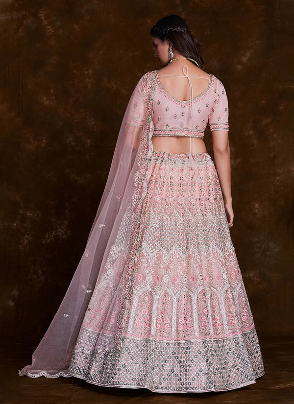 Exquisite Thread Work Net A Line Lehenga Choli Clothsvilla