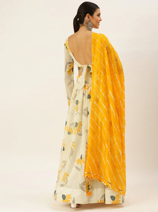 Peach Lehenga Choli with Yellow Dupatta ClothsVilla