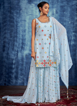 Georgette Straight Salwar Kameez For Engagement Clothsvilla
