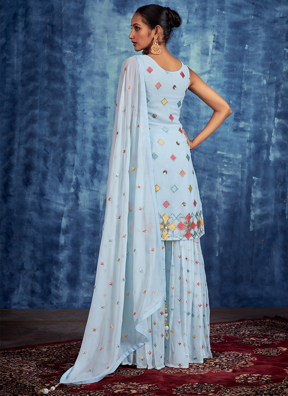 Georgette Straight Salwar Kameez For Engagement Clothsvilla